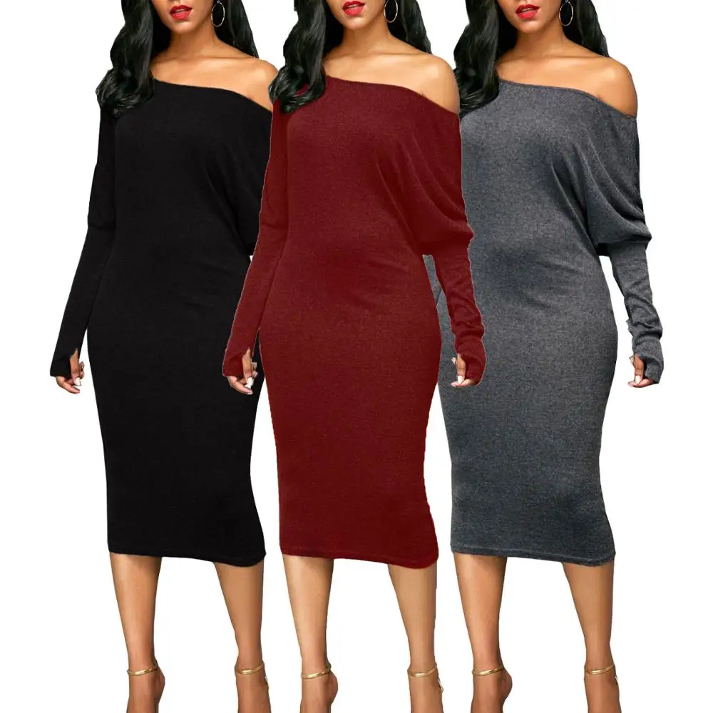Wholesale Ladies Spring Sexy Evening Party Dress Bat Sleeve One Shoulder Clothes, Wine red/gray/black
Wholesale Ladies Spring Sexy Evening Party Dress Bat Sleeve One Shoulder Clothes, Wine red/gray/black