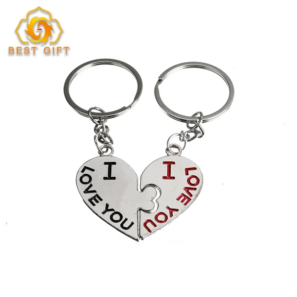 valentines day gift couple letter keychain heart key ring