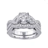 beautiful fashion ring set zircon engagement 925 silver diamond ring