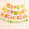 Summer Birthday Party Decoration Cactus Ice Cream Fruit Shape String Flag Banner