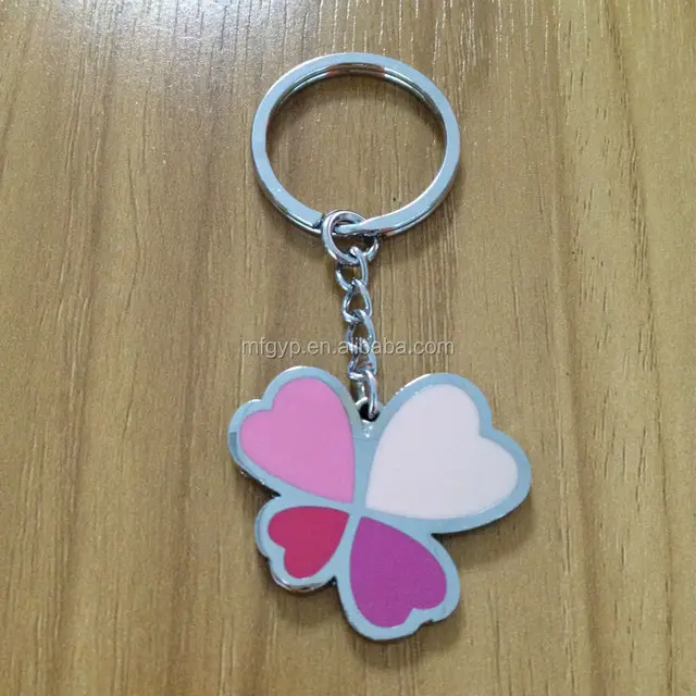 gifts metal four leaf clover epoxy dripping keychain, key ring