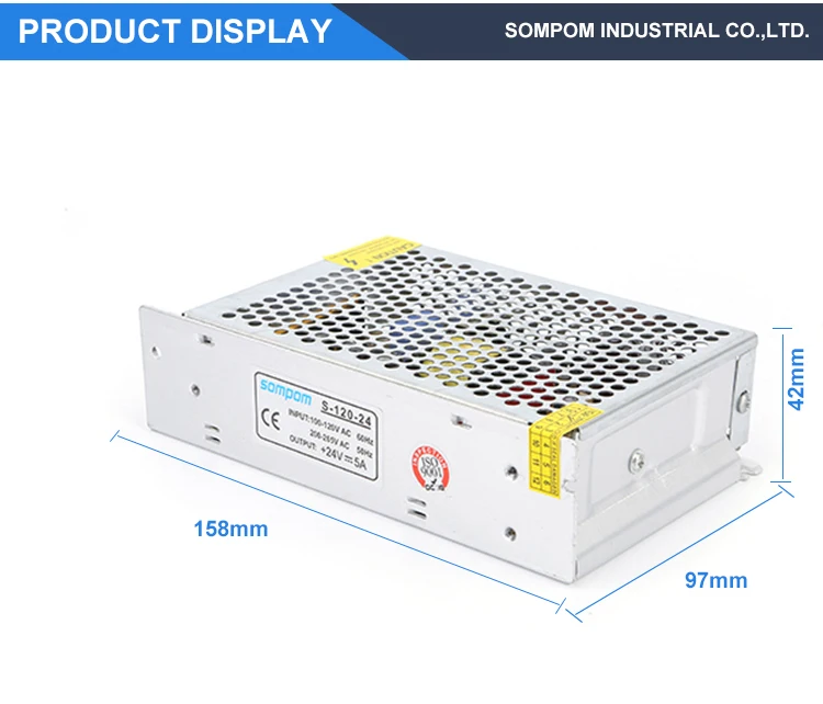 Sompom power supply single output smps 110v 220v ac 24v 5a 120w dc regulated led switching power supply