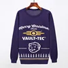 Factory outlet custom LOGO navy blue knitted jacquary soft 100% acrylic holiday sweater for Christmas