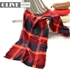 Wholesale red blue plaid woven throw blanket scarf acrylic brushed scarves for home