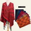 Hot sale fashion lady long pashmina scarf winter warm jacquard scarf shawl with tassel
