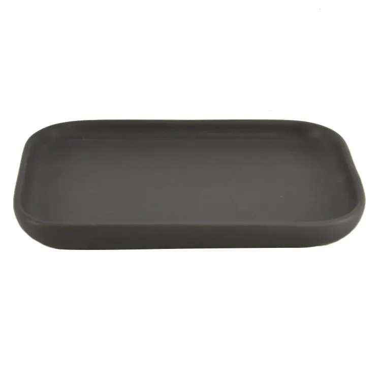 Hotel dinnerware black rectangle shape ceramic food serving tray