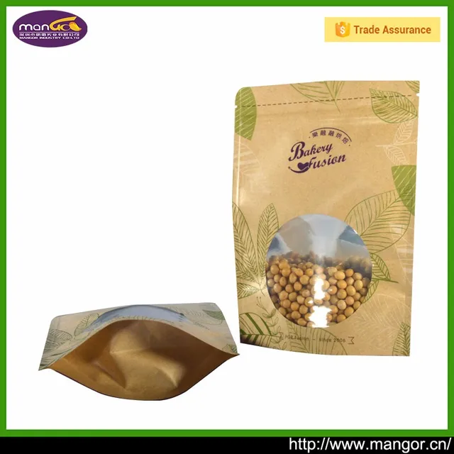 paper stand up resealable food grade bag for powder packaging
