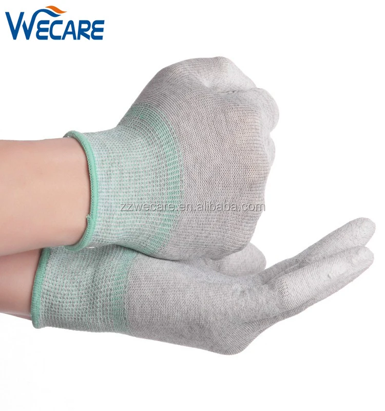 PU Finger Coated Dissipative Safety Work Electrostatic Discharge Antistatic Gloves