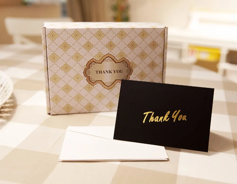 product name: 100 bulk pack gold foil thank you cards