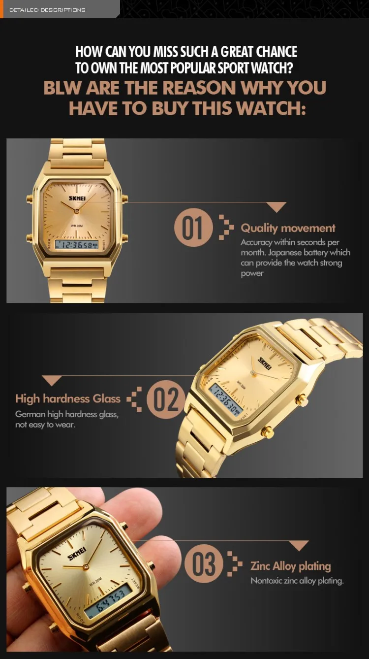 Rose gold metal band led dress wristwatch luxury armbanduhr herren high quality watch