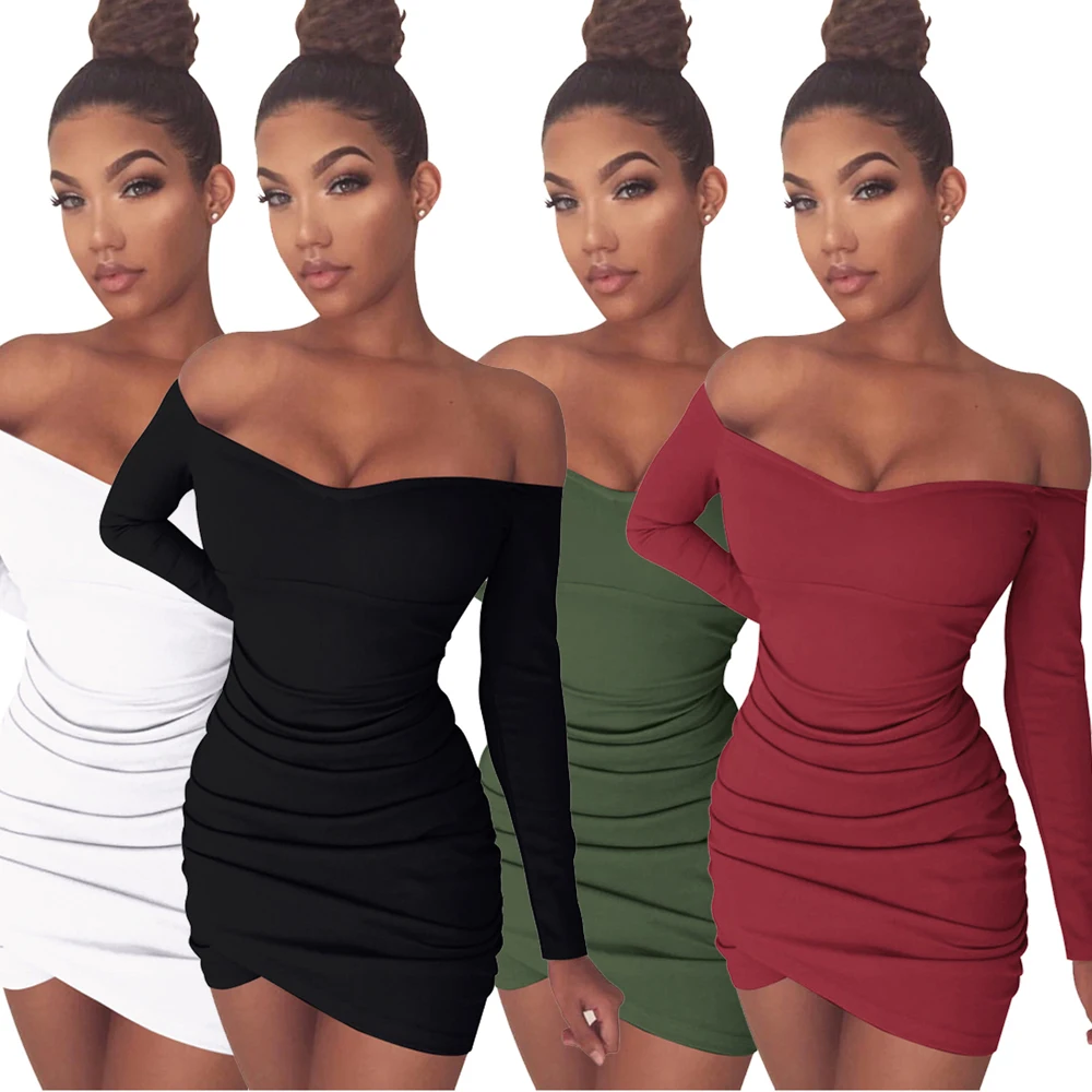 Hot Sexy Long-sleeved Off The Shoulder Folds Bodycon Pencil Night Party Dress, 4 options
Hot Sexy Long-sleeved Off The Shoulder Folds Bodycon Pencil Night Party Dress, 4 options