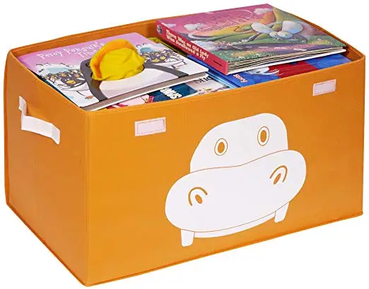 Foldable kids' toy Oxford cloth children organizer storage ottoman fabric plastic toy storage box