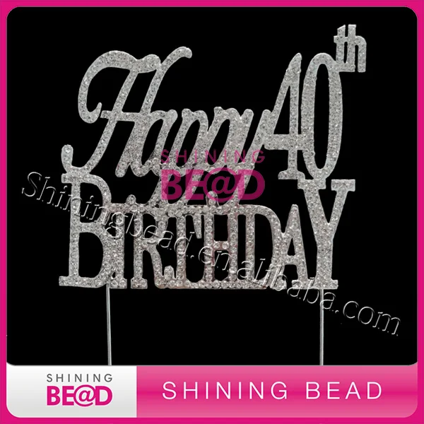 happy 50th birthday cake topper citrine  on gold