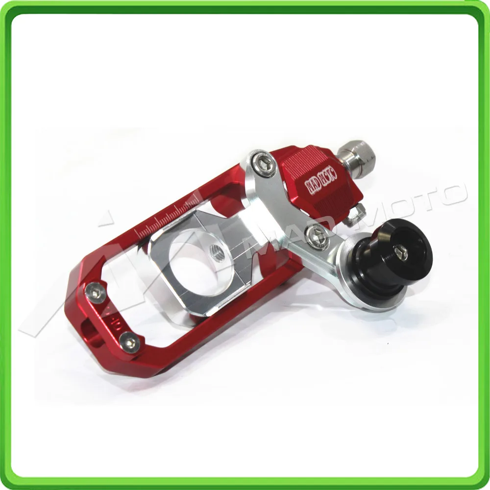 Motorcycle Chain Tensioner Adjuster with bobbins fit for HONDA CBR 600 RR CBR600RR 2011 2012 2013 2014 2015 2016 Red & Silver (7)