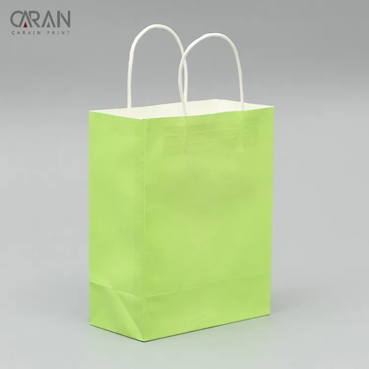 light green printed surface white glossy coated paper gift bag