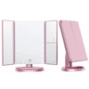 Cosmetic LED Mirror Makeup OEM Top Sale Trifold Vanity Lighted USB Rechargeable Table Top Make Up Mirror