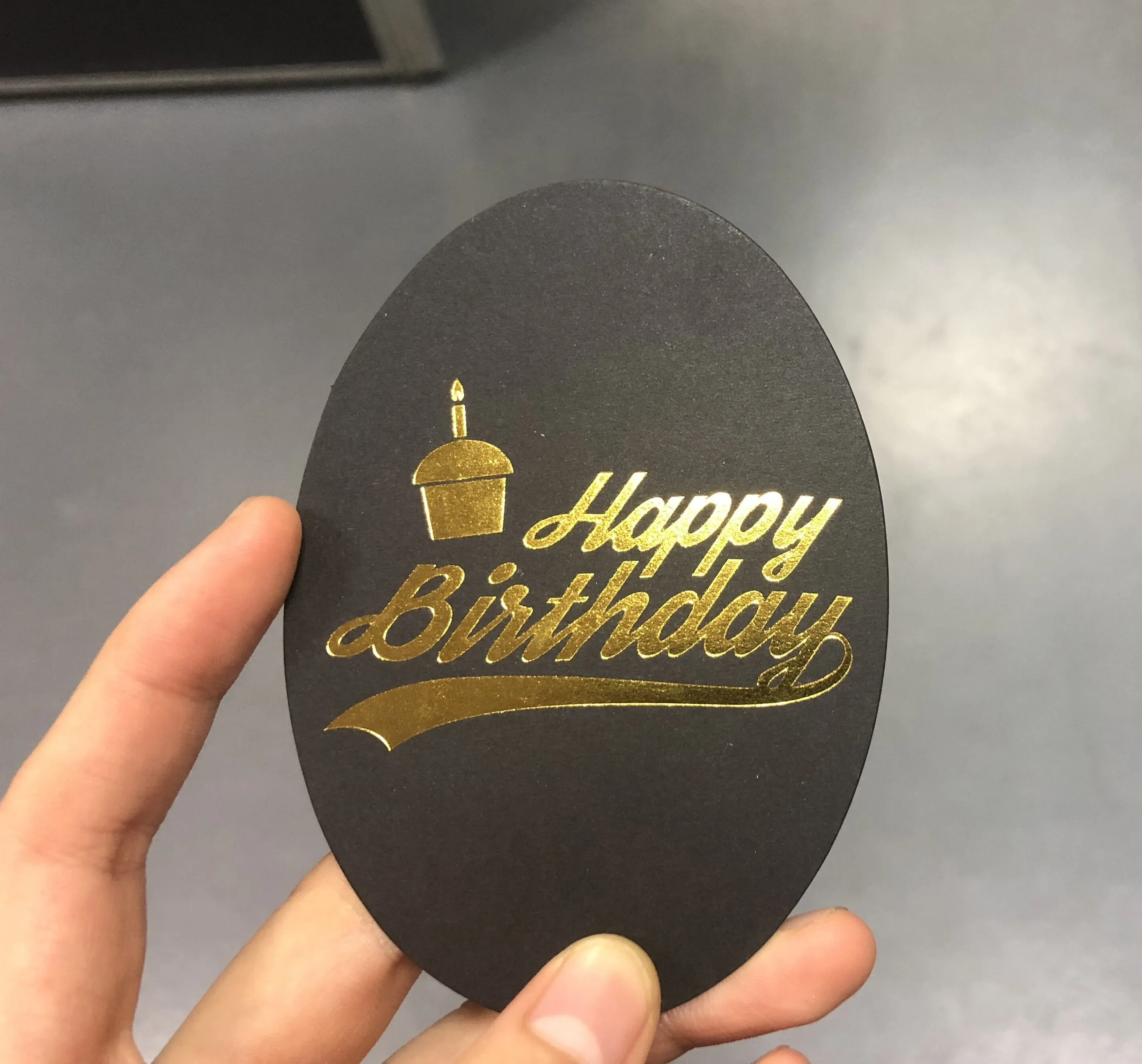 cheap gold foil hot stamping thank you happy birthday card