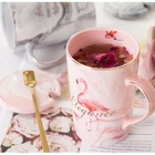 High Quality Wholesale Custom marble ceramic coffee cup mug gift set with lid and spoon
