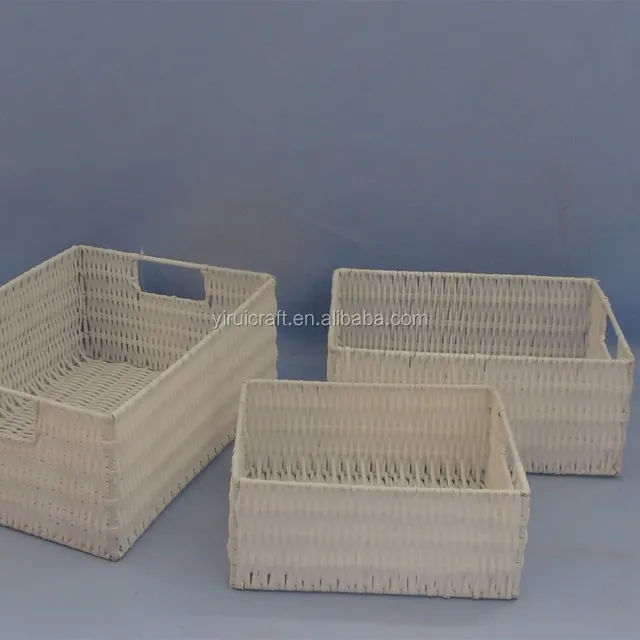white wholesale resin plastic/pp grocery storage basket set of 3