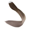 European top quality wholesales tape in hair extension, virgin brazilian hair tape hair extension