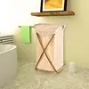 Best Factory Price Bamboo Laundry Hamper Laundry Basket Canvas Foldable Bamboo X Frame Fabric Collapsible Storage