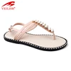 New beaded design summer ladies PVC footwear women flat sandals