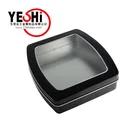 2016 new style Black painting Rectangle tin box with a clear PET window