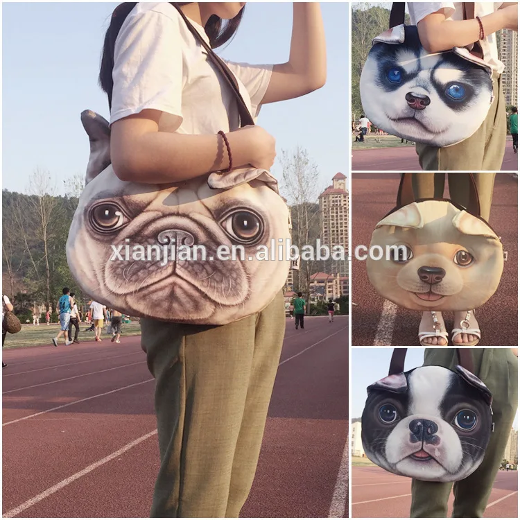 women"s lifelike cute cat face zipper shoulder bag tote pussy