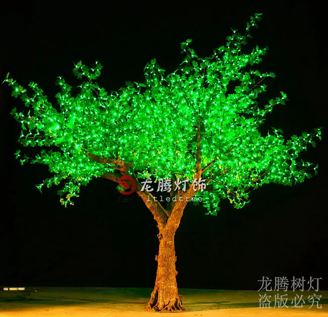 12ft Fiber glass trunk large led green maple tree
