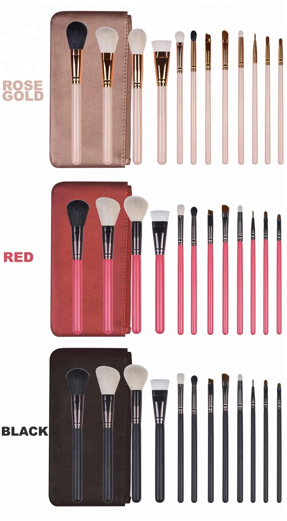 fashionable professional mini cute 12 high quality with 2019 roll bag rose gold cosmetic brush set