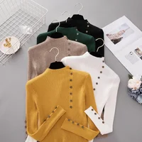 New Button Turtleneck Sweater Women Spring Autumn Solid Knitted Pullover Women Slim Soft Jumper Sweater Female Knit Tops
New Button Turtleneck Sweater Women Spring Autumn Solid Knitted Pullover Women Slim Soft Jumper Sweater Female Knit Tops
