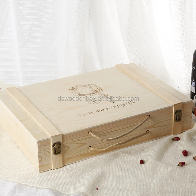 fashion and hot sell 6 bottle party gift wooden wine box hamper