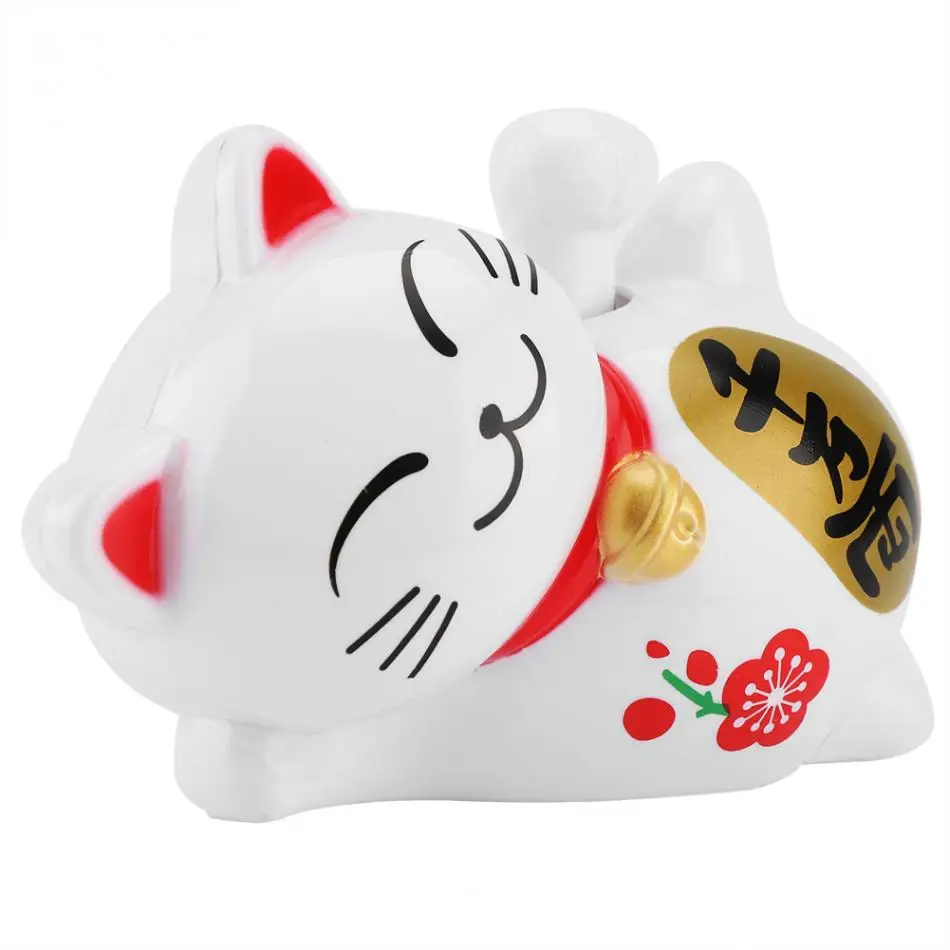 

Free Ship Solar Powered Adorable Lazy Lying Waving Beckoning Fortune Home Hotel Fortune Lucky Cat Car Accessories