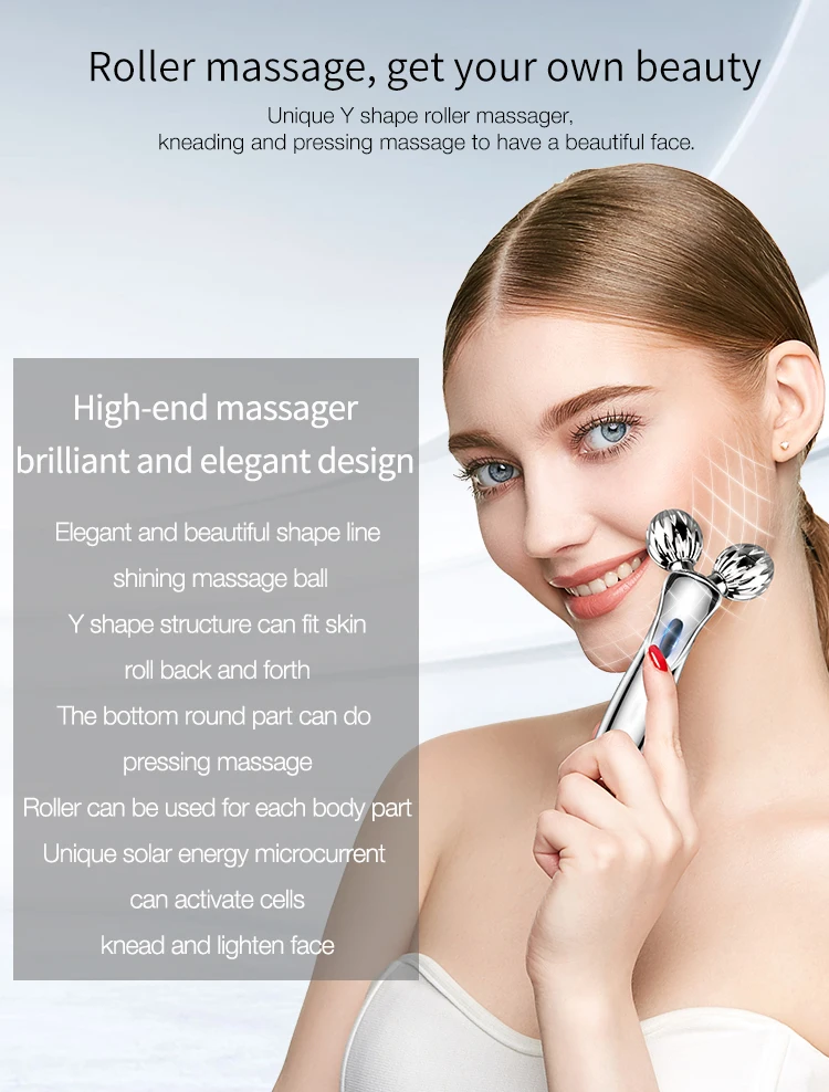 microcurrent 3d roller y shape face lift skin tightening facial