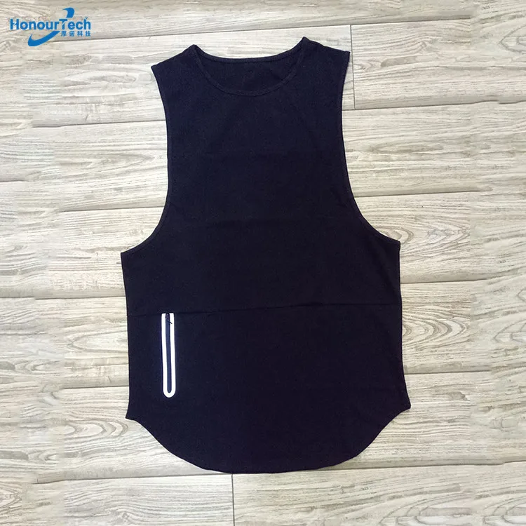 

Factory Cheap Mens Sleeveless Scoop Bodybuilding Fitness Blank Gym Tank Top with Zip Pocket, As the pictures