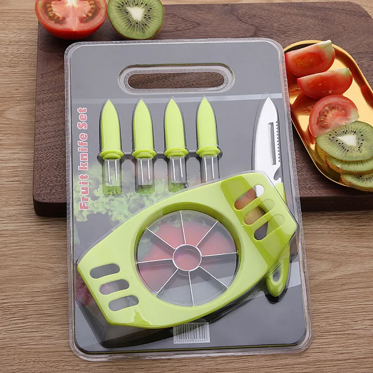 Multifunction 7pcs set Vegetable Apple Slicer Fruit Cutter Fork and Knife for Peel Open bottle, Green
Multifunction 7pcs set Vegetable Apple Slicer Fruit Cutter Fork and Knife for Peel Open bottle, Green