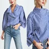 /product-detail/cheap-china-clothing-puff-sleeve-latest-blouse-designs-white-navy-stripe-loose-women-tops-blouse-60712915569.html