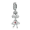 Hot Sale 925 Sterling Silver Childhood Robot Lady Pendant Charms Fit Women Charm Bracelets & Necklace Diy Jewelry BAMOER
