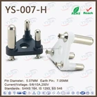 Type:D , BS 546 (3 pin) standard, 2A/250V , grounded and polarised plug inserts