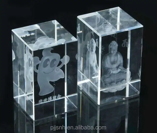 hot sale souvenir glass blocks/cubes gift 3d laser engrave/k9