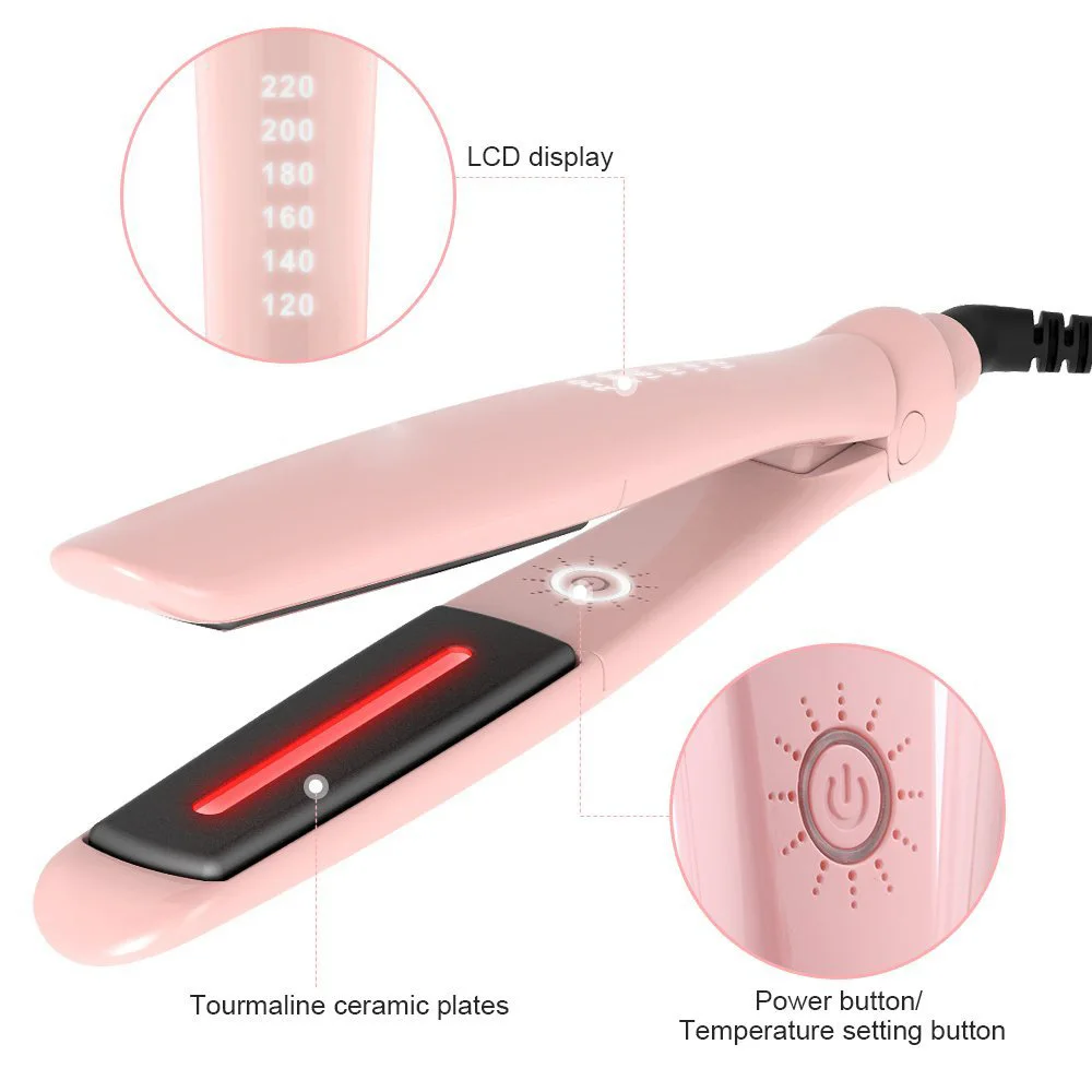 Private label nano infrared personalized korean hair straightener flat iron hair iron with six heat adjust temperature