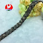 Classic style gunmetal glass tube beaded sew on black ribbon lace trimming