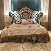 Italian luxury royal antique solid wood king size bedroom furniture set