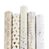 Customised Gold Foil Pattern Print White Gift Wrapping Paper with Roll Packaging