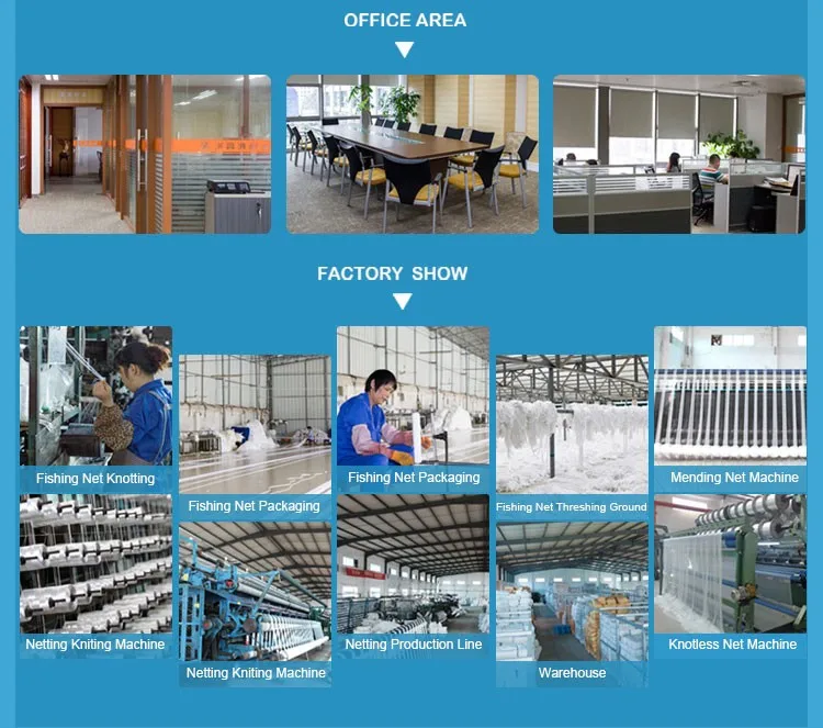 210d/2-180ply cast knot net 10md-1200md depth recycle hdpe netting