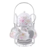 New design bone china ceramic teapot coffee cup tea sets with stand