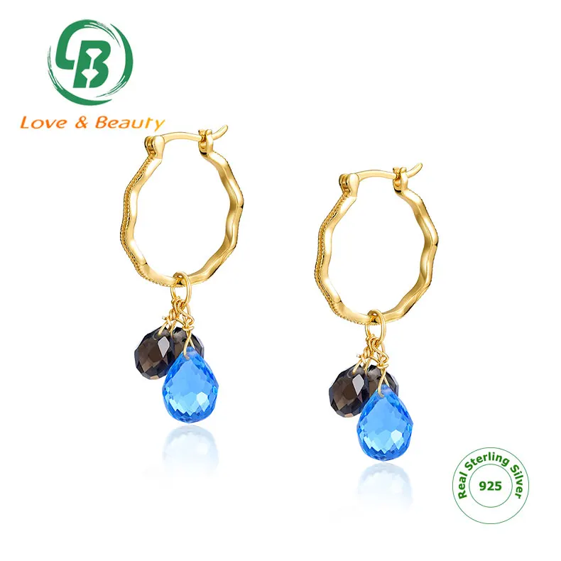 Real gold plated smoky quartz jewelry large crystal 925 Sterling silver hoop earrings, Picture
Real gold plated smoky quartz jewelry large crystal 925 Sterling silver hoop earrings, Picture