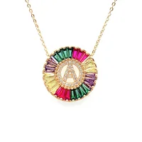 

Wertop gold chain collar Rainbow color letter necklace initial alphabet pendant