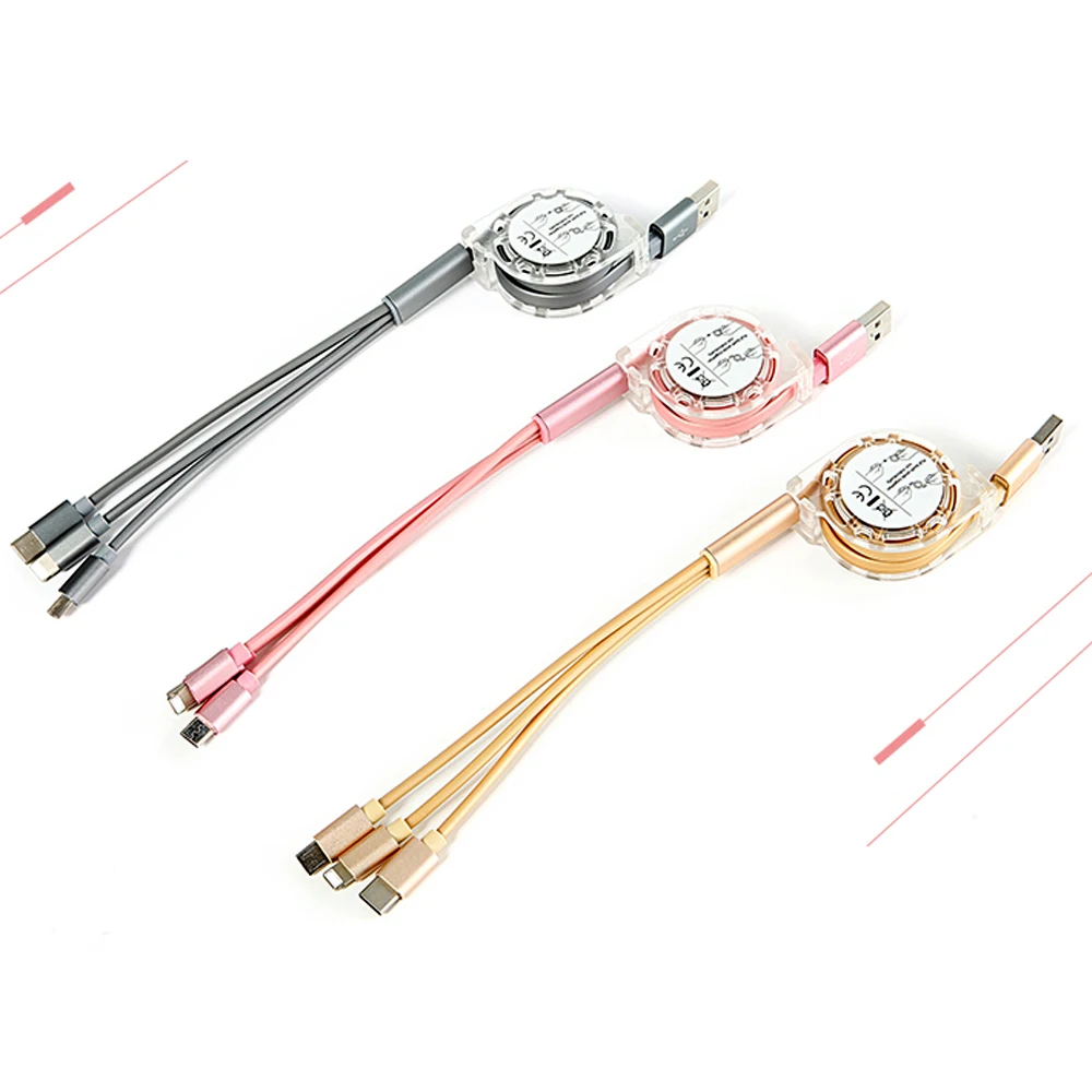Visible colorful multiuse retractable usb cable 3 in 1 usb cable charger for iPhone and Android, Gold;red;grey;pink
Visible colorful multiuse retractable usb cable 3 in 1 usb cable charger for iPhone and Android, Gold;red;grey;pink