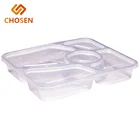 PP plastic disposable transparent 5 compartment bento box